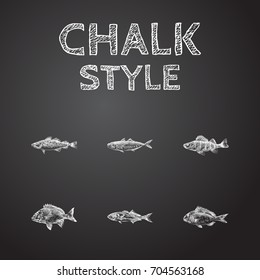 Hand Drawn Fish Sketches Set. Collection Of Carp, Seafood, Bass And Other Sketch Elements.