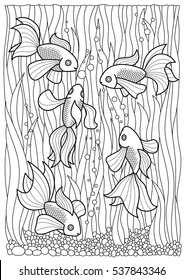 Adult Coloring Pages Fish High Res Stock Images Shutterstock