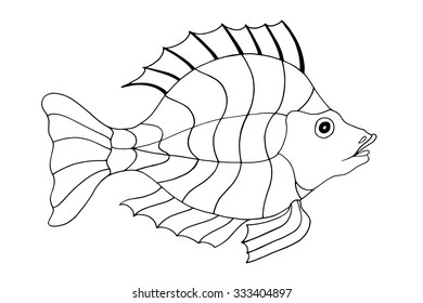 Hand Drawn Fish. vector illustration isolated on white background. Sketch for tattoo or makhenda. Sea food collection.