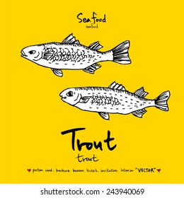 Hand drawn fish - vector illustrations