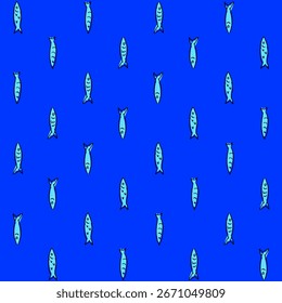 Dibujado a mano de Vector de pescado sin patrón