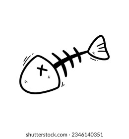 Hand Drawn Fishbone Illustration. Doodle Vector. Isolated on White Background - EPS 10 Vector