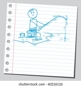 Hand drawn fisherman