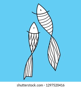 hand drawn fishes