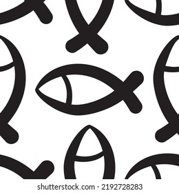 Hand drawn fishes seamless pattern. Sketched fish background, doodle sea tile, drawing fishing symbols, ocean fish vector illustration