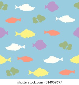 Hand drawn fishes . Vector seamless pattern with fishes.