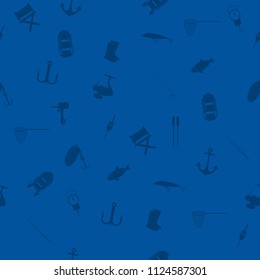 Hand drawn fishing elements. Graphic vector seamless pattern.