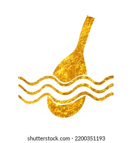 Hand drawn Fishing float icon in gold foil texture vector illustration