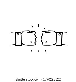 hand drawn fist bump icon illustration vector doodle