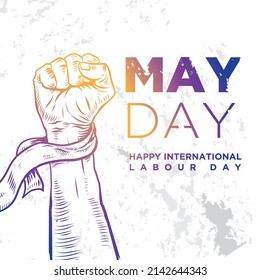 Hand Drawn of Hand fist forMay Day. World Labour day 1 May . Vector Illustration