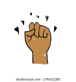 Hand drawn fist symbol for black lives matter protest in USA to stop violence to black people  Fight for human right Black People in U S  America  doodle