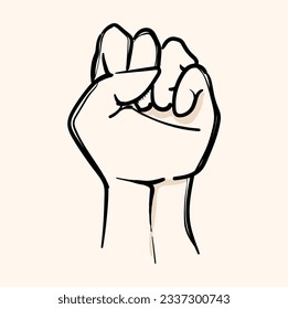 hand drawn hand fist symbol for empowerment vector icon. Empowerment illustration for web, mobile apps, with doodle style vector isolated
