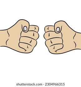 Hand drawn fists representing team work isolated on white background,vector illustration eps10