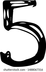 Hand drawn five doodle icon. Hand drawn black sketch. Sign cartoon symbol. Decoration element. Isolated on white background. Flat design. Vector illustration.