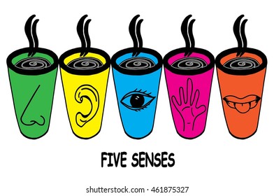 Hand drawn five Senses Icon in glass