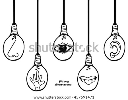 Hand drawn five Senses Icon in lamp