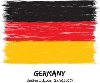 Hand drawn flag (banner) in grunge style. The national symbol of a European country Germany.