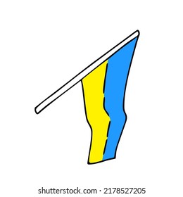 Hand drawn flag doodle style, Ukraine national patriotic sign. 
Minimalistic simple drawing, quick painted. Sketch blue-yellow banner for Independence day.Isolated. Vector illustration