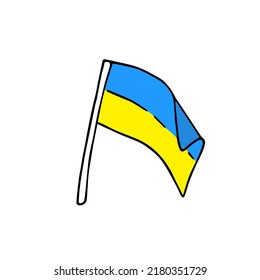 Estilo de doodle de la bandera dibujada a mano, señal patriótica nacional de Ucrania. 
Dibujo simple minimalista, pintado rápido. Esbozo banner azul-amarillo para el Día de la Independencia. Aislado. Ilustración del vector