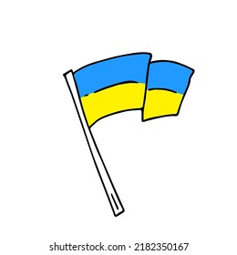 Hand drawn flag doodle style, Ukraine national patriotic sign. 
Minimalistic simple drawing, quick painted. Sketch blue-yellow banner for Independence day.Isolated. Vector illustration