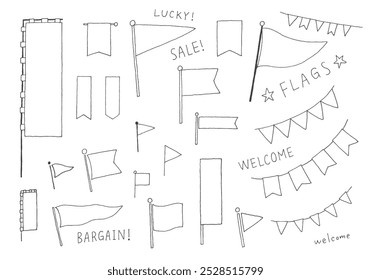 Hand drawn flag illustration set