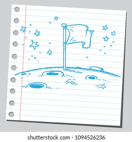 Hand drawn flag on distance planet