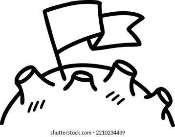 handgezeichnete Flagge auf der Mondgrafik einzeln auf Hintergrund