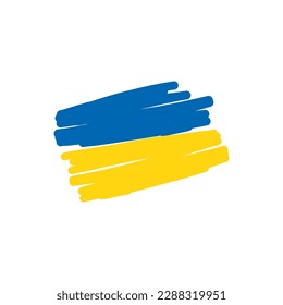 Hand Drawn Flag of Ukraine with Brush Effect Vector Illustration. No war.