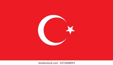Hand drawn Flag of Türkiye with white crescent and star