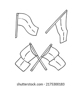 Banderas dibujadas a mano estilo doodle, señal nacional patriótica. 
Dibujo simple minimalista, pintado rápido. Esbozar carteles para el Día de la Independencia. Aislado. Ilustración del vector