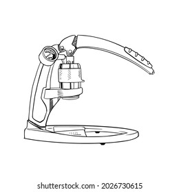 Dibujo de mano Dibujante Flair pro Espresso Dibujo en blanco y negro con arte de línea sobre fondo blanco.