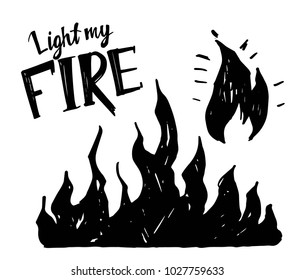 Hand drawn flames. Vector