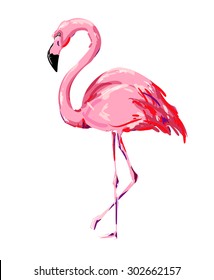 Hand Drawn Flamingo ink Vector Illustration 