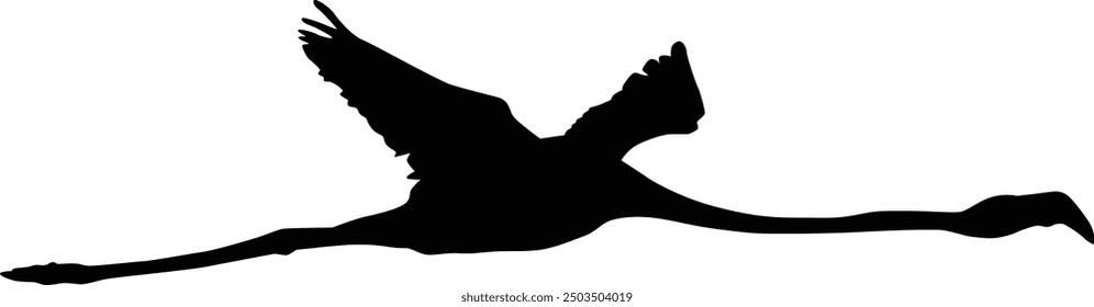 Hand drawn flamingo silhouette illustration in full body