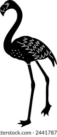Hand drawn flamingo silhouette material