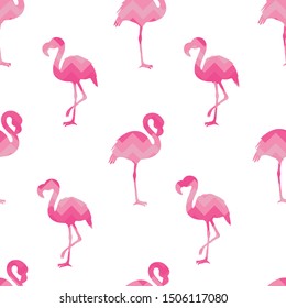 hand drawn flamingo silhouette seamless pattern, summer background