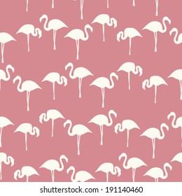 hand drawn flamingo silhouette seamless pattern, summer background