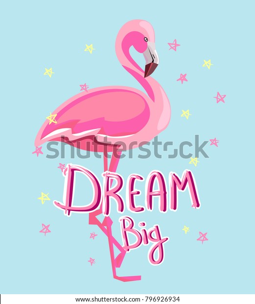 Hand Gezeichnete Flamingo Vektorgrafik Summer Print Design Stock Vektorgrafik Lizenzfrei