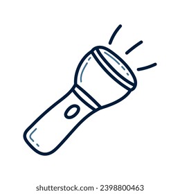 Hand drawn flashlight doodle line illustration. Flashlight doodle icon vector.