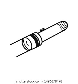 Hand drawn Flashlight isolated on a white. Vector illustration.