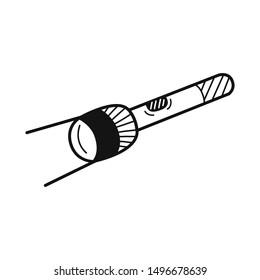 Hand drawn Flashlight isolated on a white. Vector illustration.