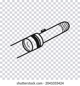 Hand drawn Flashlight isolated on transparent background. Vector illustration.