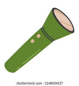 Hand drawn flashlight vector illustration isolated on white background. Illustration in flat style. Isolated object for print, stickers, logo and web design