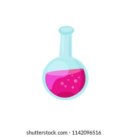 Hand drawn flask isolated on white background. Glass beaker vector illustration.