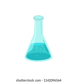 Hand drawn flask isolated on white background. Glass beaker vector illustration.