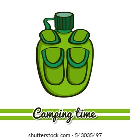 Hand drawn flask isolated on white background. One image of series Camping time. Vector illustration