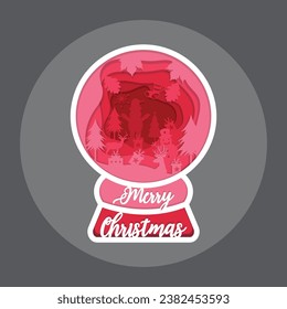 Hand drawn flat 3D Christmas Shadow BOX paper cut design