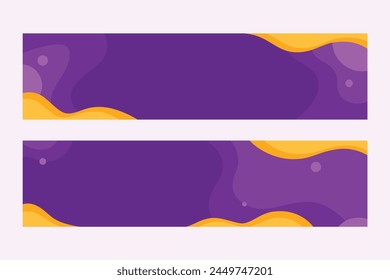  Hand drawn flat Abstract Horizontal Banners Purple Yellow Vector