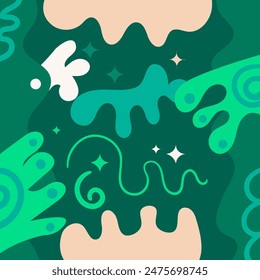 Hand drawn flat abstract shapes background
