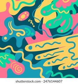 Hand drawn flat abstract shapes background
